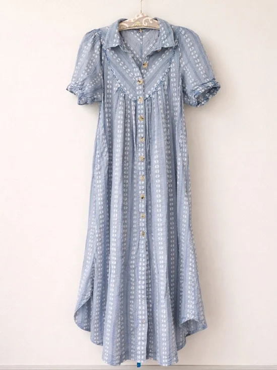 Free People Rodeo Prairie Floral Blue Midi Dress Boho Western Size S - Picture 3 of 7